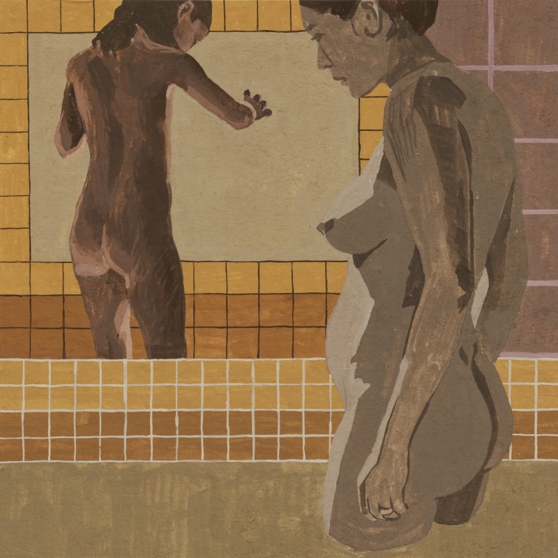 Bathhouse Scene in Yellow